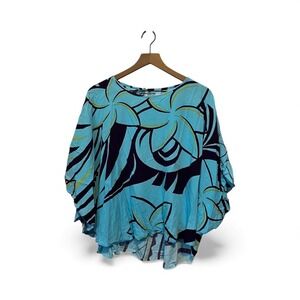 Hawaiian Top Ciel Blue Tribal Blue Purple Medium